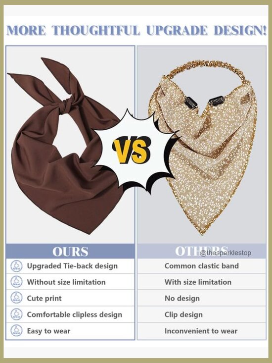 3-Piece Tie-Back Triangle Hair Scarf Set - Boho Head Kerchief for Styling main image 6